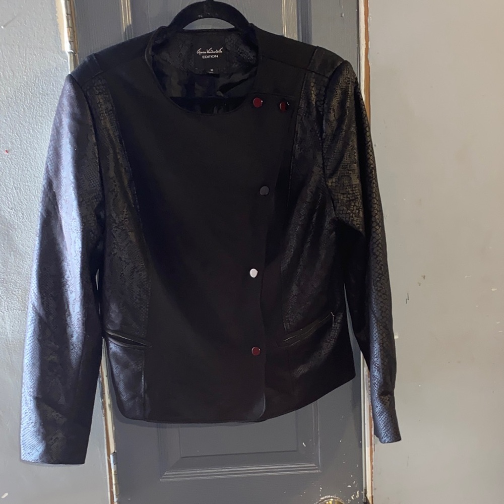 Gloria Vanderbilt Black Blazer with Textured Sleeves